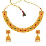 Sukkhi Enticing Gold Plated Colour Stone & Pearl Collar Necklace Set For Women (NS102701)