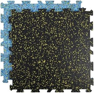 Nisorpa 0.6'' Thick Rubber Exercise Equipment Mats, 6 Tiles Gym Floor Mat Interlocking Rubber Mats for Floor Gym with EPDM Rubber Granule Bottom, 20x20 in (Yellow Dots)