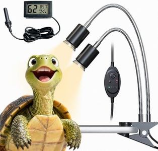RUGOMCUB All-in-One Reptile Heat Lamp Bundle, Dual-Head UVB & UVA Lamp with Timer and Hygrothermograph, High UVA Lighting for Bearded Dragon, Lizard, Snake, Amphibians, Easy to Install