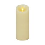 Luminara Realistic Moving Flame LED Candle Scalloped Edge Smooth Finish Real Wax Pillar, Battery Operated (2 D) 1000 Hr Runtime, Timer, Remote Ready, Unscented - Ivory (3.5" x 8.75")