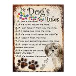 Metal Sign Plaque Poster Print My Dogs Rules Shih Tzu Dog Gift Dad Mum Man Cave Shed Home Bar Ref44DR (8x6 inches (Approx) 20cmx15cm)