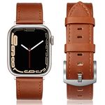 SWEES Leather Band Compatible for iWatch 42mm 44mm, Genuine Leather Retro Vintage Wristband Compatible iWatch Series 4, Series 3, Series 2, Series 1, Sports & Edition Men, Cognac Brown