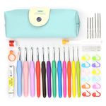 41Pack Crochet Hooks Set,Knitting Accessories Tools with Case,Aluminum Knitting Needle,Ergonomic Soft Grip Handles, 2.0mm-8.0mm