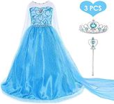 AutoWT Girls Princess Dress Up, Snow Queen Princess Frozen Elsa Fancy Party Costume for Birthday Children's Day