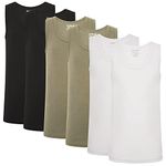 Boys/Girls Pack of 6 Vests | 100% Pure Cotton Interlock Vests | School Uniform PE Underwear | Khaki, Black, White | 9-11 Years