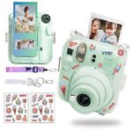 CAIYOULE Clear Case for Fujifilm Instax Mini 12 Camera, Fuji Mini 12 Hard Cover with Upgraded Pocket for Storing Photos, Adjustable Shoulder Strap, DIY Camera Sticker, PC - Clear