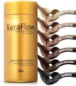 KERAFLOW STREUHAAR 28g – Schütthaar zur Haarverdichtung für Herren & Damen – Haarpuder Ansatz für dichteres Haar bei dünnem Haar & kahlen Stellen – natürliches Volumen – Mittelbraun