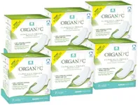 Organyc New Version 100% Certified Organic Cotton Inside and Out Overnight Feminine Pads, Heaviest Flow, Super Absorbency 2.0, 7 Count (6 Pack)