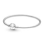 PANDORA Moments Stars & Galaxy Bangle Limited Edition Made of Sterling Silver with Zirconia Stones – Compatible Moments Bracelets – Size: 17 cm, 17cm, Sterling Silver, Cubic Zirconia