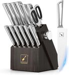 Knife Set, imarku 14 PCS Knife Sets for Kitchen with Block Japanese Stainless Steel Kitchen Knife Set with Built-in Sharpener, Sharp Knife Block Set with Non-Slip Ergonomic Handle, Dishwasher Safe