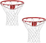 2 Pcs White Basketball Nets Heavy Duty Outdoor – All-Weather Anti-Whip Basketball Hoop Net Replacement, 12 Loops, Fits Indoor/Outdoor Rims, Basketball Accessories, Rim Not Included