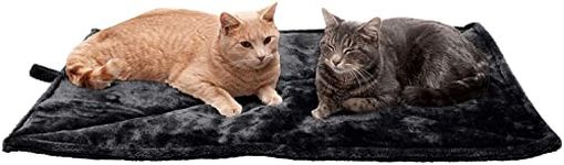 CARESFUL Luxurious Pet Cat Bed Heating Pad - ThermaNAP Quilted Faux Fur Insulated Thermal Self-Warming Pet Bed Pad for Dogs and Cats, Black