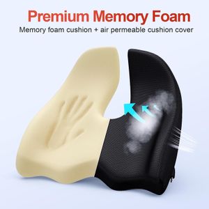 Benazcap XL Memory Foam Seat Cushion – Black Ergonomic Support