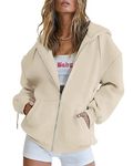 Jhsnjnr Womens Lightweight Hooded Jacket Drawstring Long Sleeve Hoodie Oversized Zip Up Sweatshirt Beige