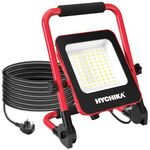 HYCHIKA LED Work Light 50W, Job Site Lights 5500LM, IP65 Waterproof, 360° Degree Rotation with Stand Foldable Construction Lights, 6500K Daylight White Suitable for Camping, Workshop, Garage