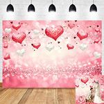 Valentine's Day Backdrops Pink Love Heart Glitter Sequin Bokeh Photography Background Wedding 7x5ft Photo Background Newborn Bridal Shower Birthday Party Banner Decor Mother's Day Photo Studio Props