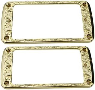 Guyker Cubierta plana de metal Humbucker, juego de anillos de montaje para pastillas, pieza de repuesto para guitarra eléctrica o bajo de precisión (2 unidades, PR006 dorado)
