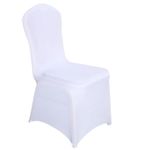 ERFEI 50 Pcs White Chair Covers,Polyester Spandex Stretch Chair Slipcovers for Party,Washable Removable Chair Covers for Wedding Chair Cover Dining Banquet Chair Covers