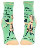 Blue Q"I Like Long Walks to The Library Women Ankle Socks (Size 5-10)