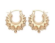 9ct Yellow Gold on Silver Victorian Style Gypsy Creole Hoop Earrings - 15mm