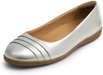 DREAM PAIRS Womens Comfortable Ballet Flats, Business Office Dress Shoes, Dressy Round Toe Slip On Work Flats, Silver, Size 7 Sdfa2306w