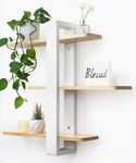 SUMGAR Floating Shelves for Wall Mounted Shelf Unit All Pine Wood White 50CM 3 Tier Large Rack for Bedroom Living Room Office Bathroom Home Decoration Storage Plant Photo Display