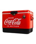 Coca Cola Retro Ice Chest Cooler Cool Box Large with Bottle Opener 51L (54 qt) 85 Can Capacity Portable Ice Box Perfect for Beverage Camping Beach RV BBQs Tailgating Fishing Beverage Red