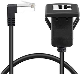 GELRHONR Cable Ethernet Cat5, cable extensor de red LAN blindado de 90 grados RJ45 macho a hembra CAT5e/5 para escritorio, pared, panel de chasis, negro (50 cm)