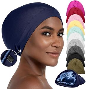 CAPLORD Silk Satin Bonnet Hair Cover Sleep Cap for Sleeping Beanie Hat Adjustable Stay On Headwear Lined Natural Nurse Cap for Women