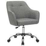 SONGMICS Office Chair, Swivel Chair, Desk Chair, Makeup Vanity Chair, Adjustable Height, Armrests, 110 kg Load Capacity, Cotton-Linen Fabric, for Home Office, Study, Bedroom, Dove Grey OBG019G11