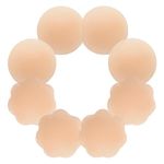 CHARMKING Nipple Covers 4 Pairs for Women, Reusable Adhesive Invisible Pasties Silicone Cover for Dress Pink, Beige, Large (4 Pair)