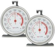 Taylor 5932 Large Dial Kitchen Cooking Oven Thermometer, 3.25 Inch Dial, Stainless Steel, Oven Thermometers, Silver - 2 Pack