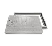 Natotela Rectangle Manhole Cover and Frame 26x18in,Fiberglass Septic Tank Cover and Base,Clear Opening Size 22x14in,Solid Top Cover Size 24x16in,Recessed Sewer Cover W/Handle for outside,yard,pavement