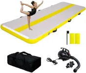 FEATH-R-LITE Gymnastics Mat Inflatable Air Tumble Track 10ft Tumbling Mat 4in Thick Gymnastics Equipment for Kids& Youth (Bright Yellow)