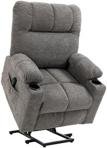 HOMCOM Power Lift Chair Recliner for Elderly, Velvet-touch Fabric Electric Riser and Recliner Chair for Living Room with Remote Control, Side Pockets, Cup Holders, Grey