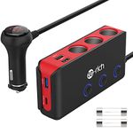 Cigarette Lighter Adapter, USB C Car Charger Fast Charge(20W USB C & 18W QC 3.0), Multi Socket Car Charger Adapter, 3 Cigarette Socket & 4 USB Port(5V/10.4 A), 12V Extension Lead for Sat Nav/Van/Truck