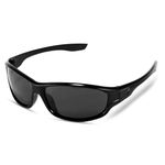 Ulsam Mens Sunglasses, UV400 Protection Polarised Sunglasses Matte Black Wrap Around Sunglasses Classic Retro Style Ultra-light Driving Sunglasses for Cycling Fishing