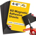 X-Bet Magnetic Sheets with Adhesive Backing (4" x 6", 60 pcs) - Flexible Magnetic Paper with Strong Self Adhesive - Sticky Magnet Sheets for Photo and Picture Magnets, Stickers and Other Craft Magnets