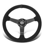 NRG Innovations RST-037MB-S 3-Spoke Suede Wrapped 350mm Steering Wheel,6X70mm Bolt Pattern,Matte Black