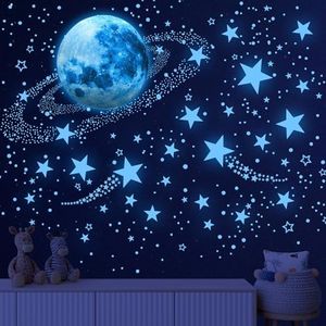 1108 Pcs Glow in The Dark Stars for Ceiling Glow in The Dark Moon and Space Wall Decals Glowing Galaxy Universe Wall Stickers Glow in The Dark Kids Boys Bedroom Living Room Decor