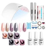 Gel Nail Polish Starter Kit - 6 Colors Gel Polish Set Base Top Coat, 36W UV LED Nail Lamp with Full DIY Gel Manicure Nail Tools by Vishine 8ml #12