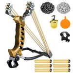 RCZZSUWE Professional Slingshots Set for Hunting, Catapult Hunting & Shooting Slingshot for Adult, High Velocity Tactical Wrist Sling Shot with Ammo Balls,Replacement Rubber Bands,Target(Yellow)