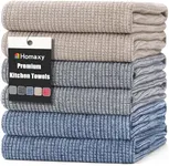 Homaxy Premium Kitchen Towels(18”x 28”, 6 Pack), Large Cotton Kitchen Hand Towels, Flat and Terry Dish Towels, 380 GSM Highly Absorbent Tea Towels Set with Hanging Loop, Multicolor