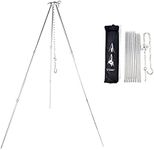 Joy Depot Campfire Cooking Tripod Camping Tripod Dutch Oven Tripod Hanger Adjustable Grill Stands Grilling Set with Storage Bag for Camping Picnic Party BBQ-Silver