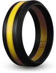 Knot Theory Yellow Striped Silicone Ring for Men Women - 8mm Wedding Band Size 11