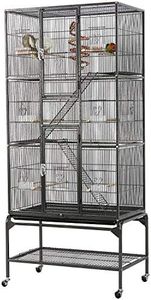 Yaheetech 69-Inch Extra Large Bird Cage Metal Parrot Cage for Mid-Sized Parrots Cockatiels Conures Parakeets Lovebirds Budgie Finch, Black