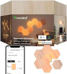 Nanoleaf Elements Hexagon Starter Kit, 7 Wood Look LED Smart Light Panels - Dimmable & Modular Wi-Fi Wall Mood Lights, Works with Alexa Google Assistant Apple Homekit, for House Room Decor or Desk