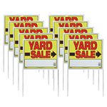 Sunburst Systems 3908 Double Sided Yard Sale Sign, Fully Assembled with Metal U-Stake, 22" x 14", 10 Pack, Yellow,Red,Black