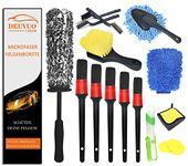 deuvuo 16 Pcs Car Wheel Cleaning Brush Kit, Car Detailing Brush Set, Auto Car Detail Brush Washing Kit for Car Interior and Exterior, Air Vents, Dashboard, Engine, Wheels, Valeting Gift Set