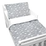 American Baby Company Heavenly Soft Minky Dot Chenille Toddler Bedding Set, 3D Cloud Gray, 4 Piece, for Boys and Girls